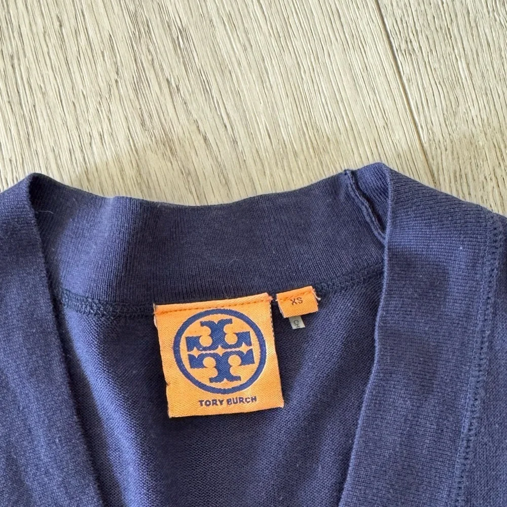 Tory Burch Navy 100% Cotton lightweight Cardigan XSmall
